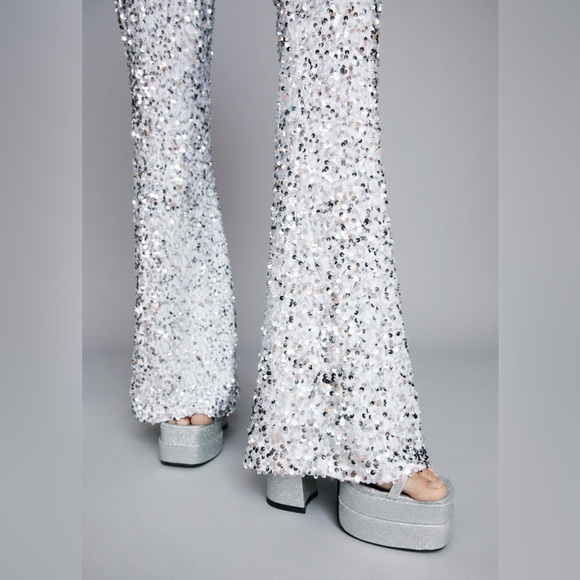 Disco Sequin Flare Trousers - Picture 3 of 5